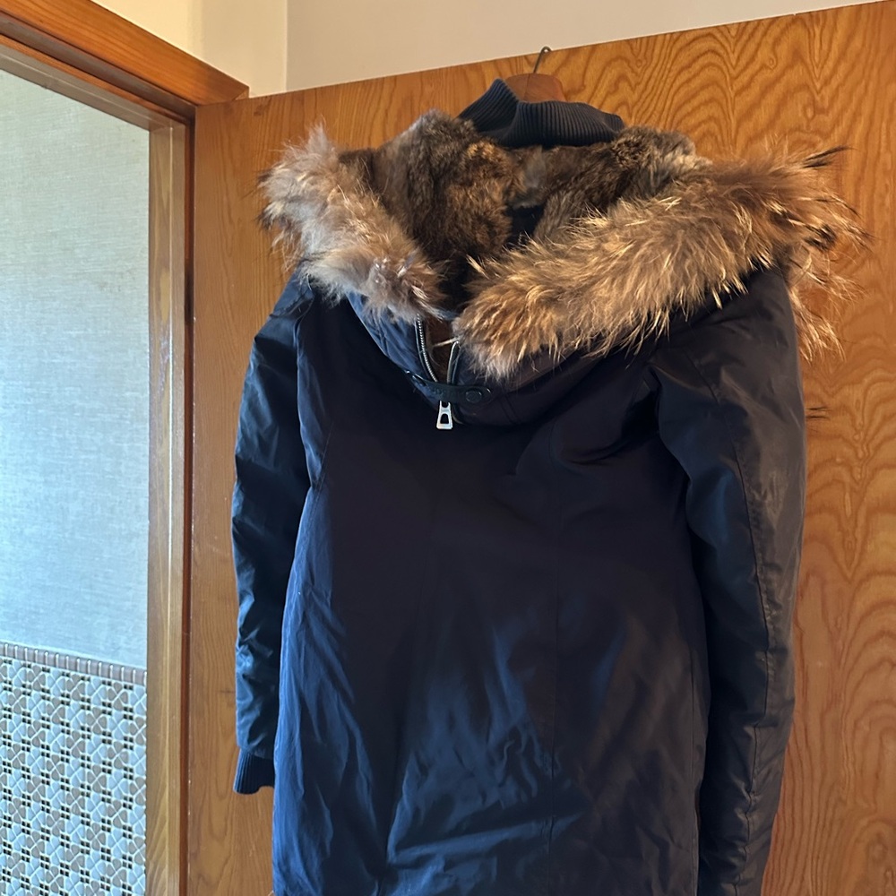 RUDSAK Dark Blue Puffer Jacket with Faux Fur Hood